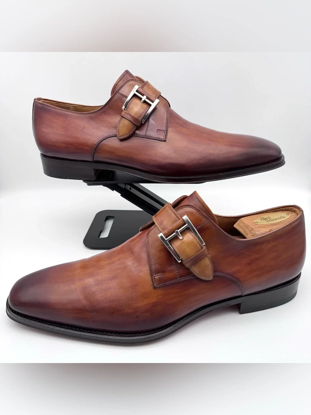 Magnanni Marco II Monk Strap Oxford Brown Cuero Leather Men 11 M Made In Spain